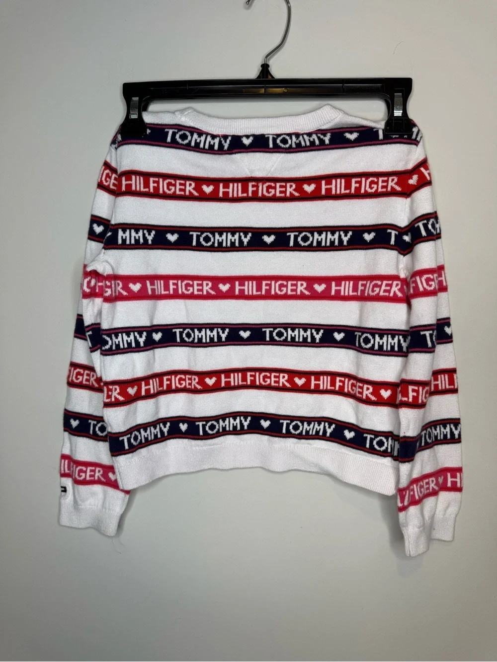 Tommy Hilfiger Red, White & Navy Logo Stripe Pullover